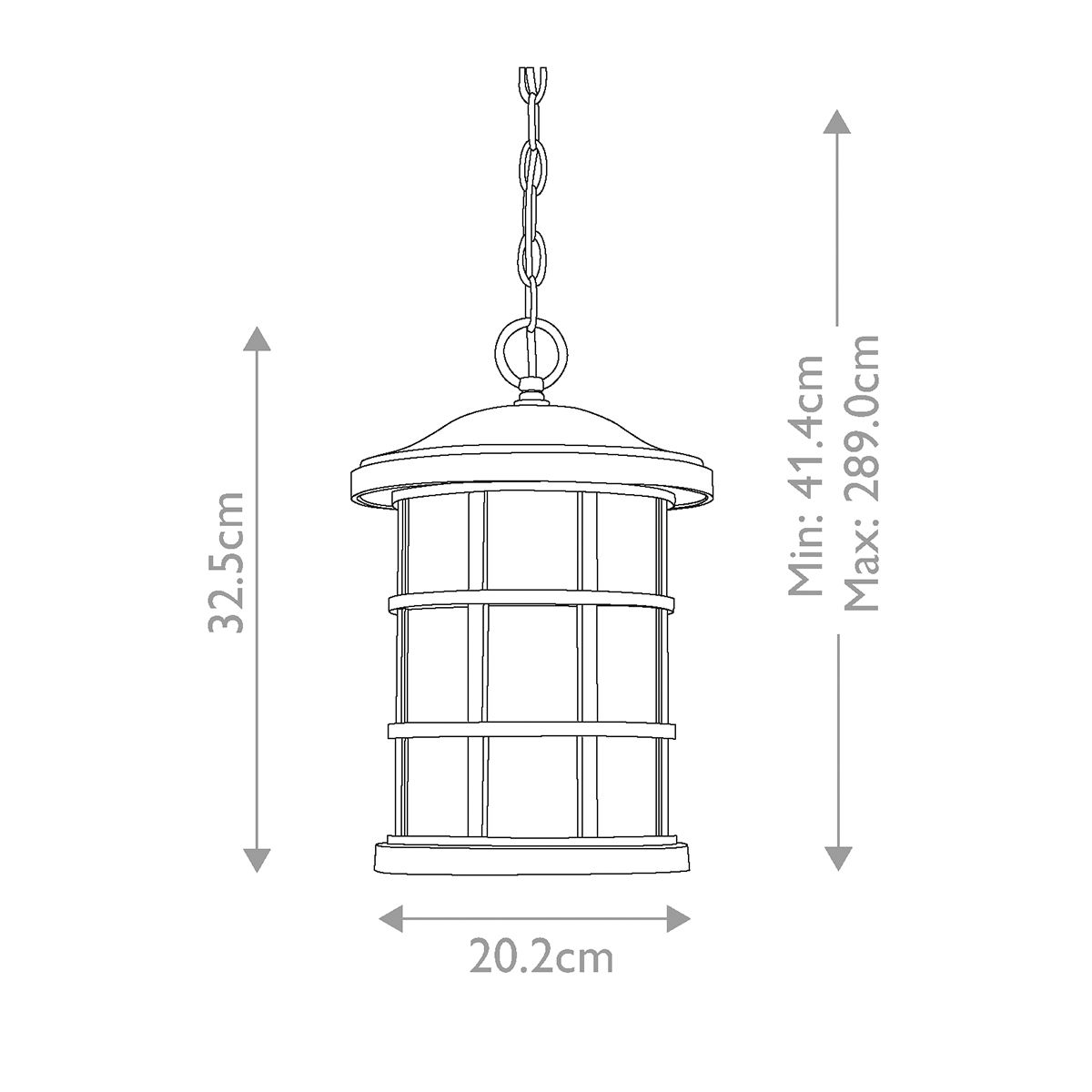 Crusade 1 Light Chain Lantern - Earth Black IP44 E27