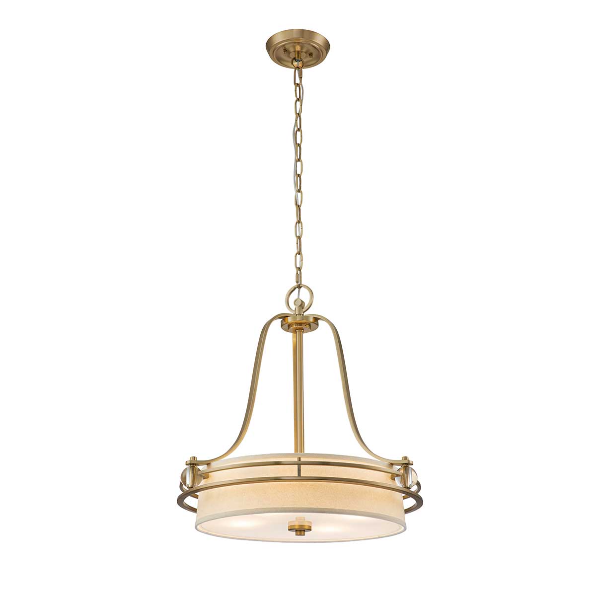 Gotham 4 Light Pendant - Imperial Silver/ Brushed Brass E27