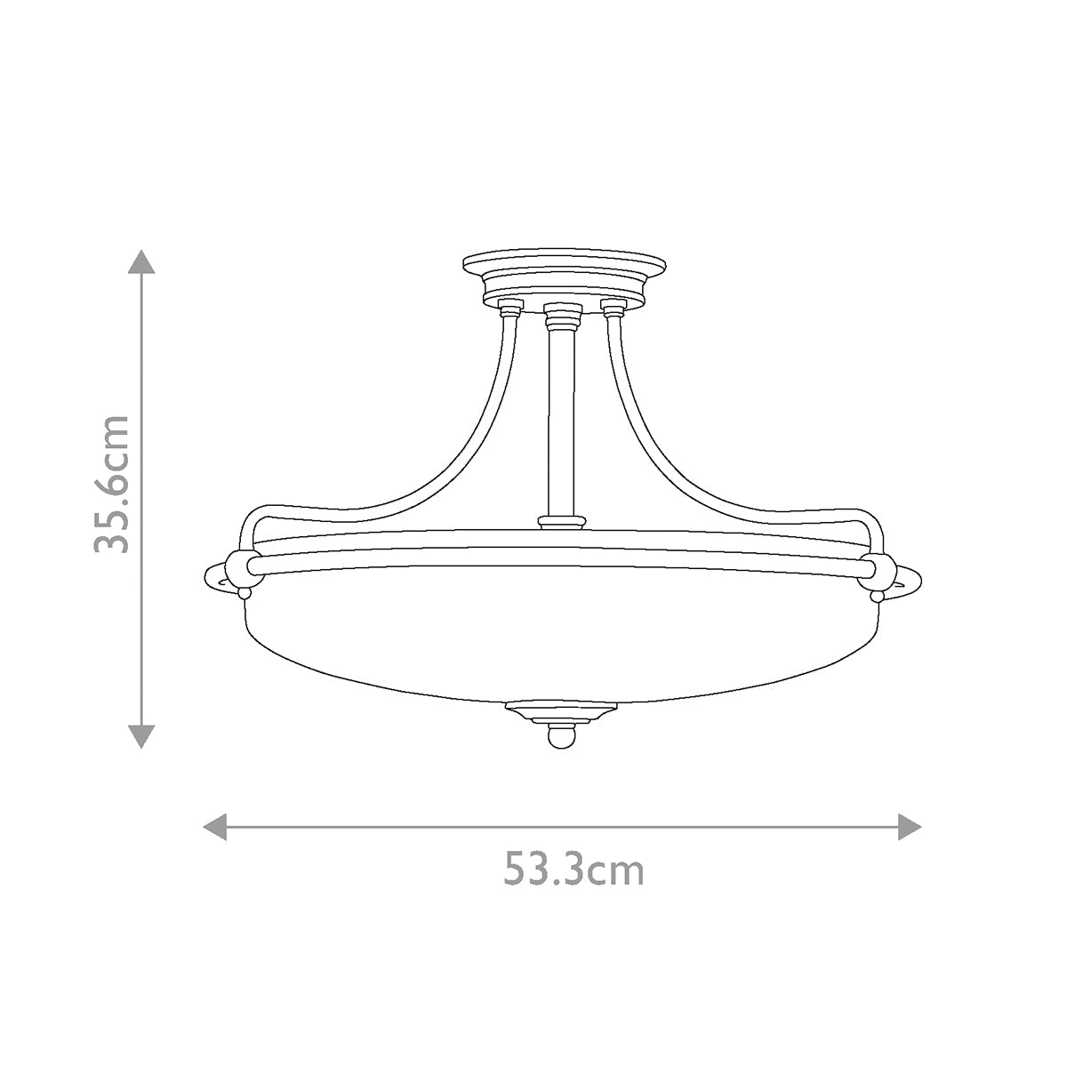 Griffin 3/4Lt Semi-Flush - In Various Finishes E27