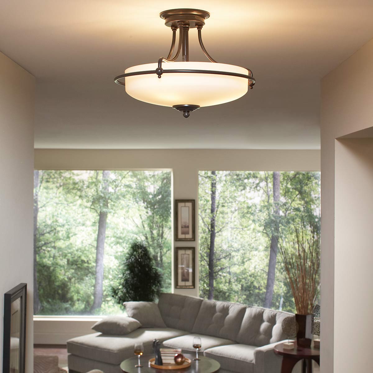 Griffin 3/4Lt Semi-Flush - In Various Finishes E27