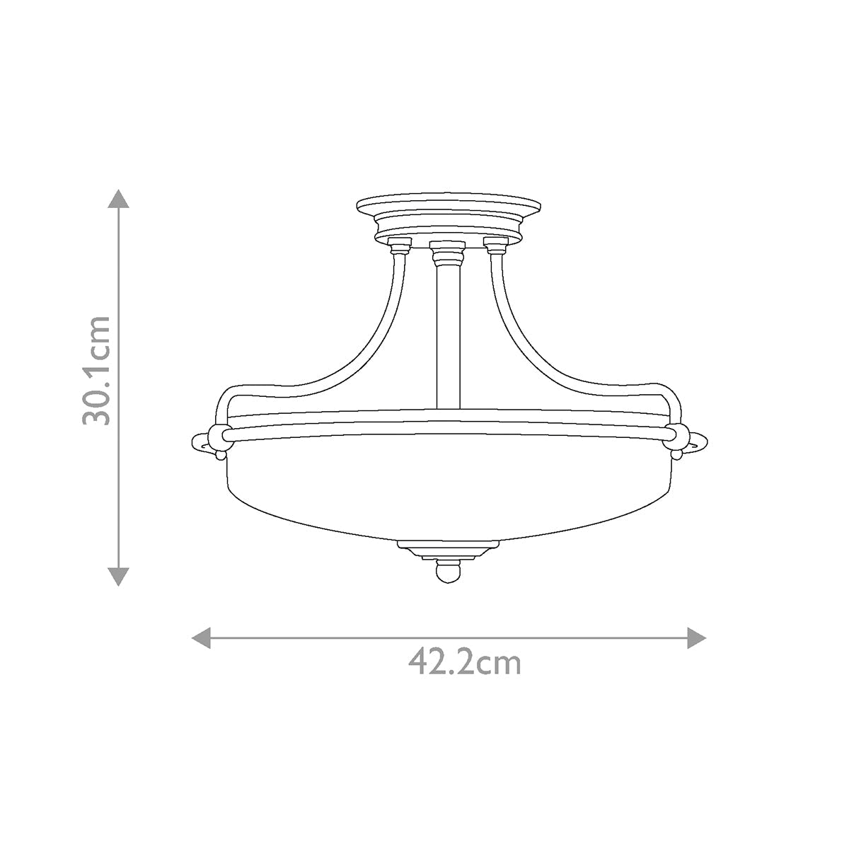 Griffin 3/4Lt Semi-Flush - In Various Finishes E27