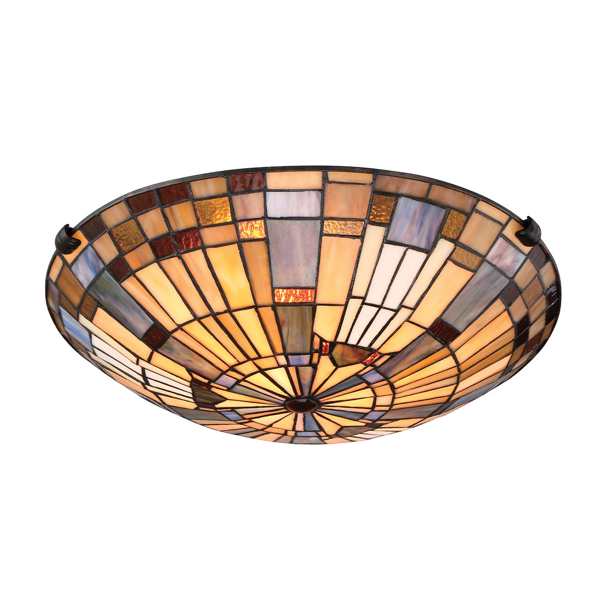 Inglenook 2 lt Flush - Valiant Bronze &amp; Art Glass Shade E27