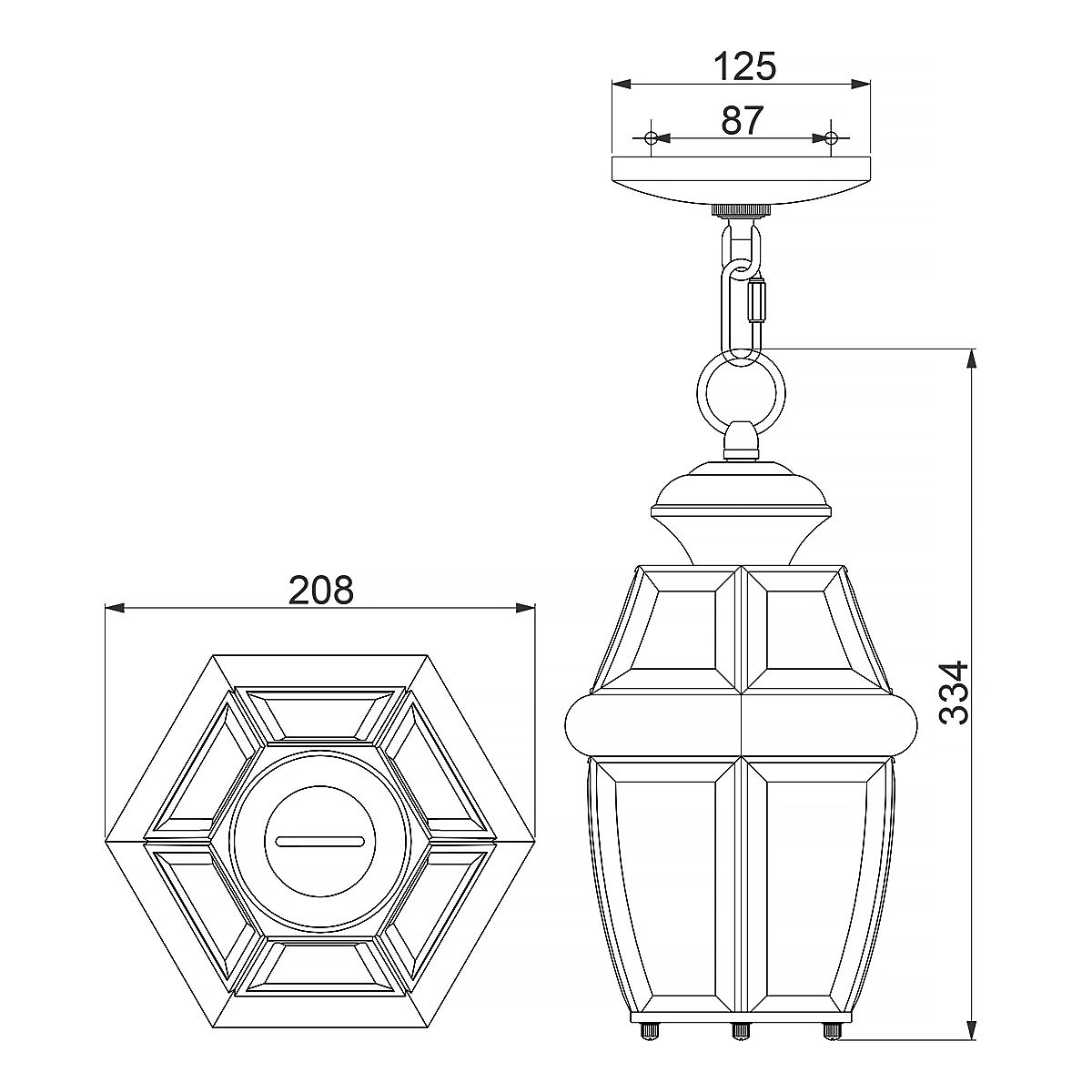 Newbury 1/2Lt Chain Lantern - Lacquered Polished Brass/Lacquered Aged Copper IP23 E27
