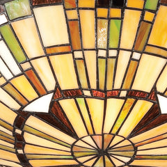 Quoizel Reed 2 lt Tiffany style Flush - Valiant Bronze &amp; Art Glass Shade E27