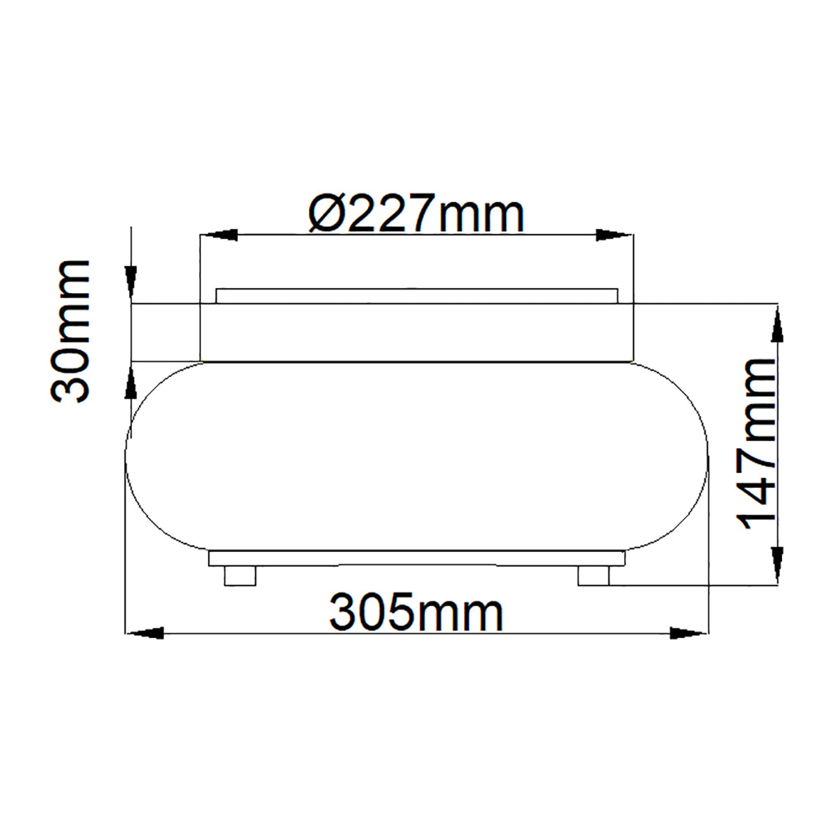 Trilogy 2/3Lt Flush - In Various Finishes E27