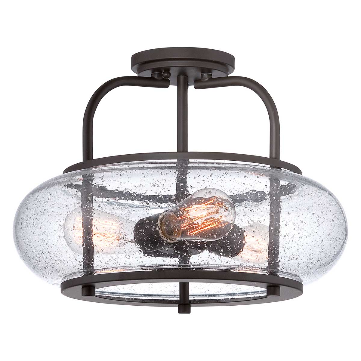 Trilogy 1/3Lt Semi-Flush - Old Bronze/ Brushed Nickel E27