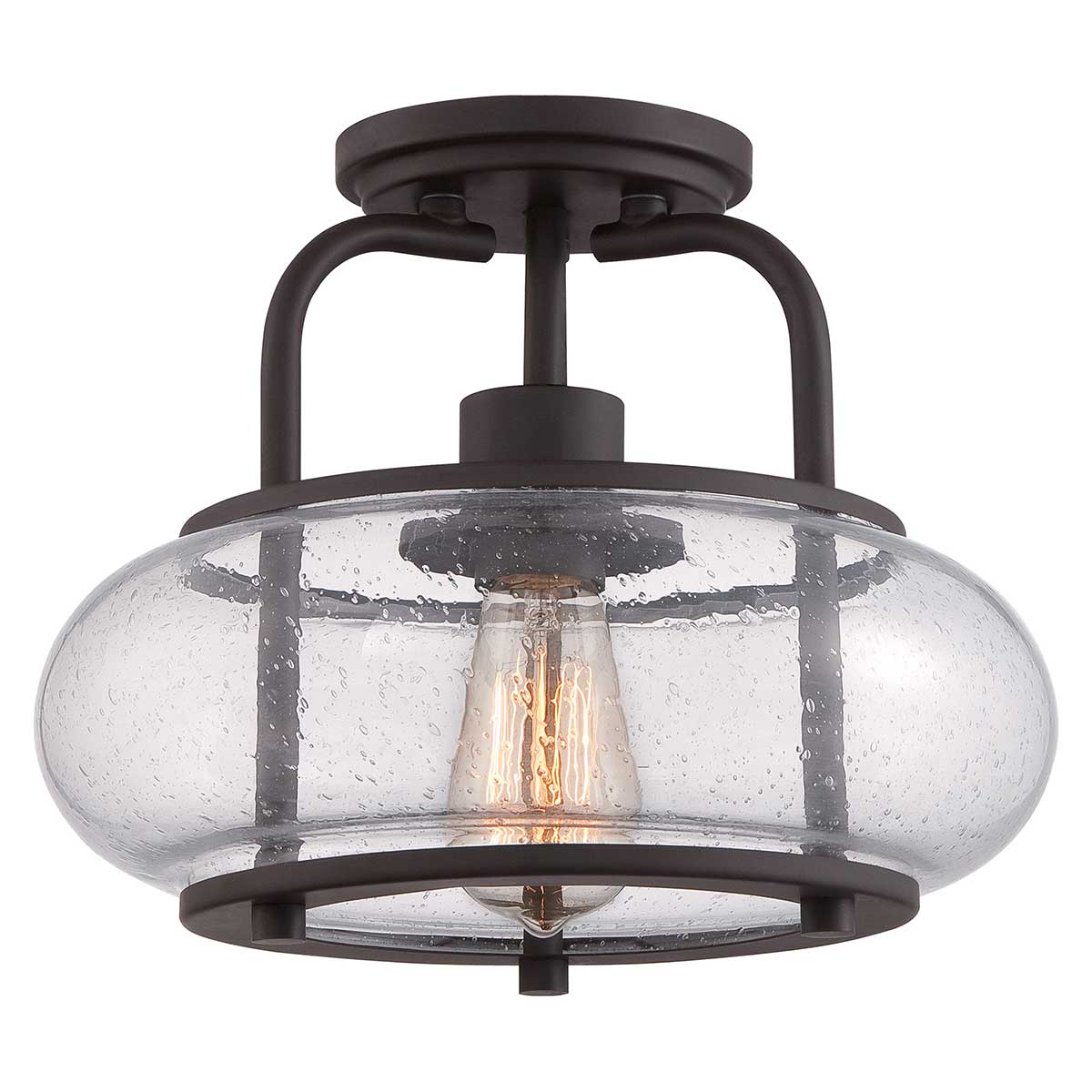 Trilogy 1/3Lt Semi-Flush - Old Bronze/ Brushed Nickel E27