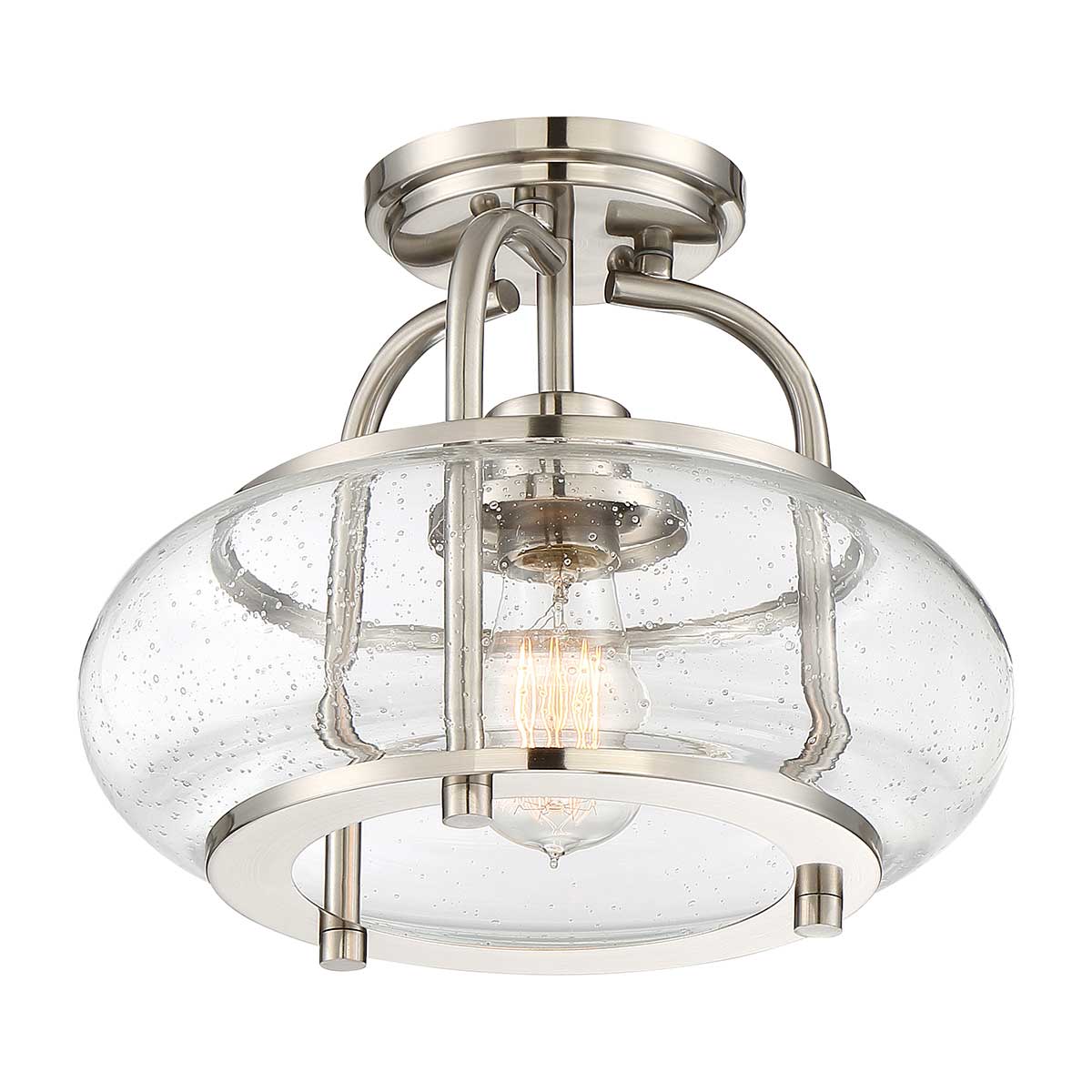 Trilogy 1/3Lt Semi-Flush - Old Bronze/ Brushed Nickel E27