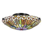 Quoizel Watkins 2 lt Tiffany style Flush - Valiant Bronze &amp; Art Glass Shade E27