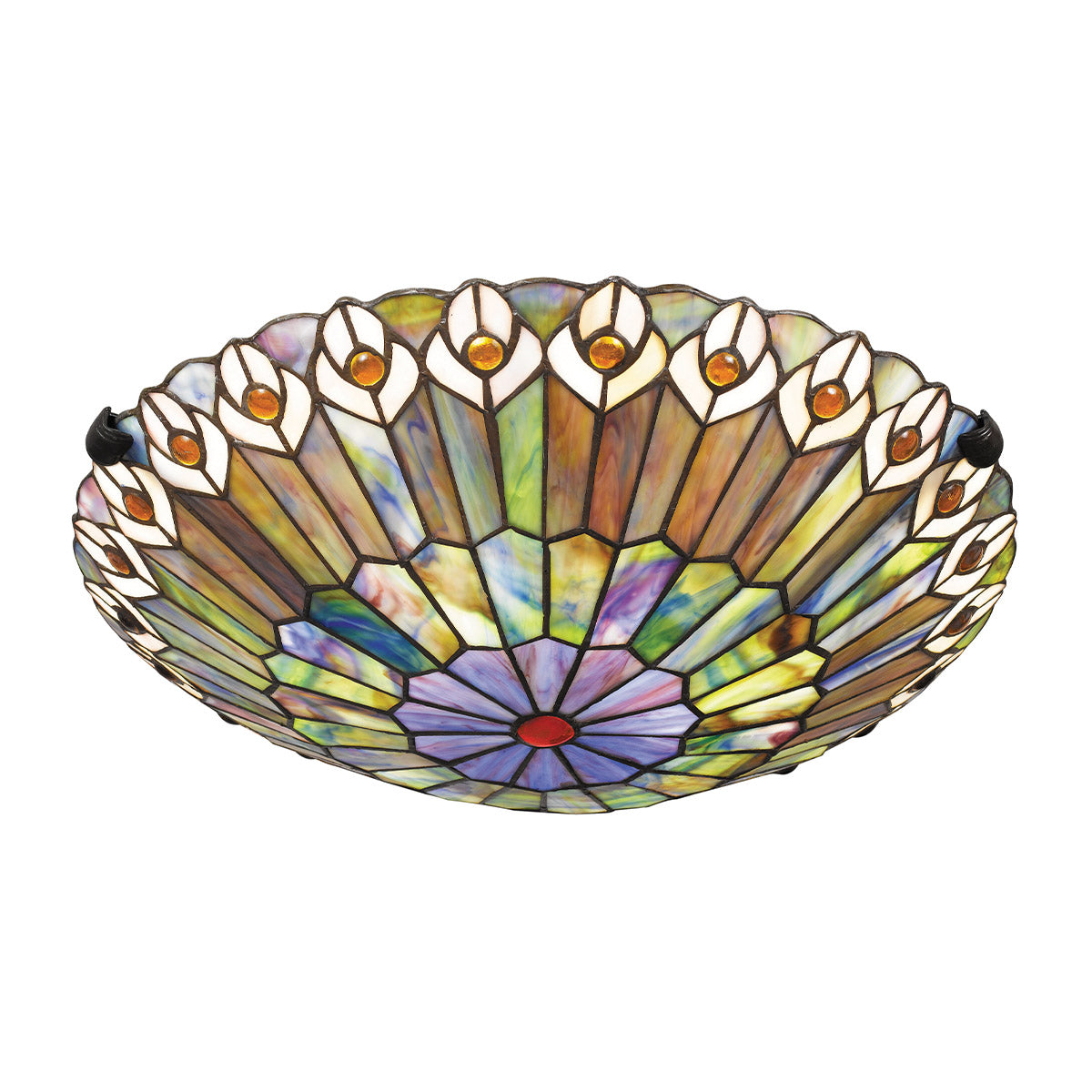 Quoizel Watkins 2 lt Tiffany style Flush - Valiant Bronze &amp; Art Glass Shade E27