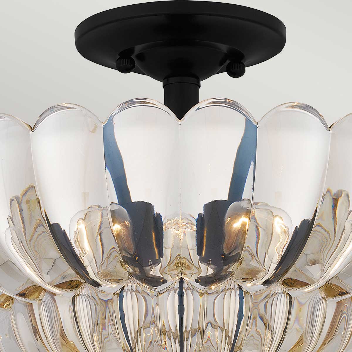 Quoizel Whitecap Semi Flush - Tinted Amber Glass with Mottled Cocoa Brown E14