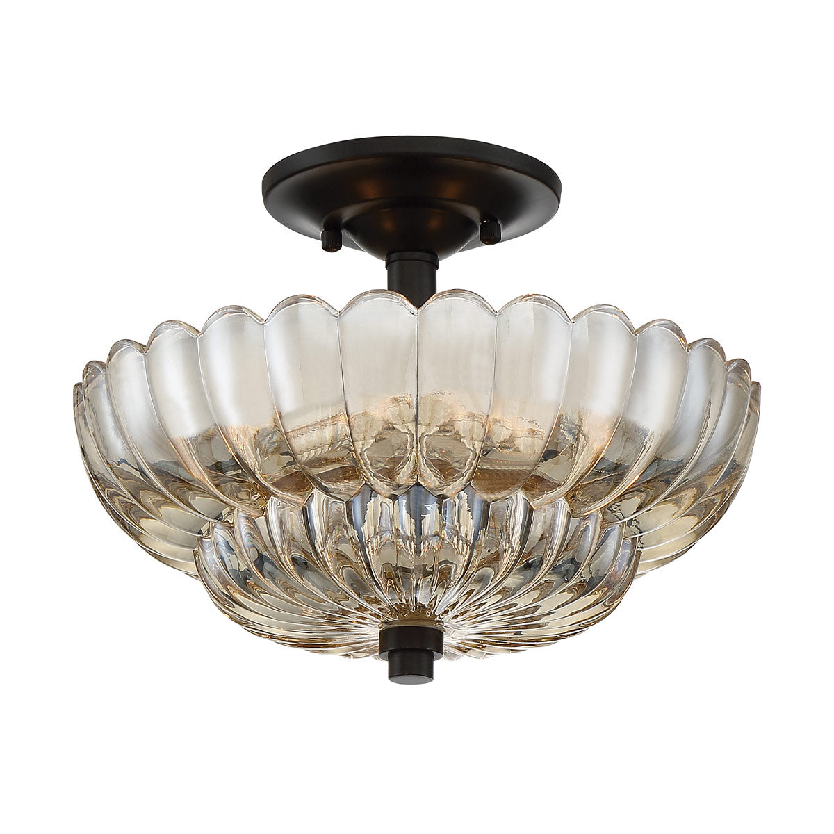 Quoizel Whitecap Semi Flush - Tinted Amber Glass with Mottled Cocoa Brown E14