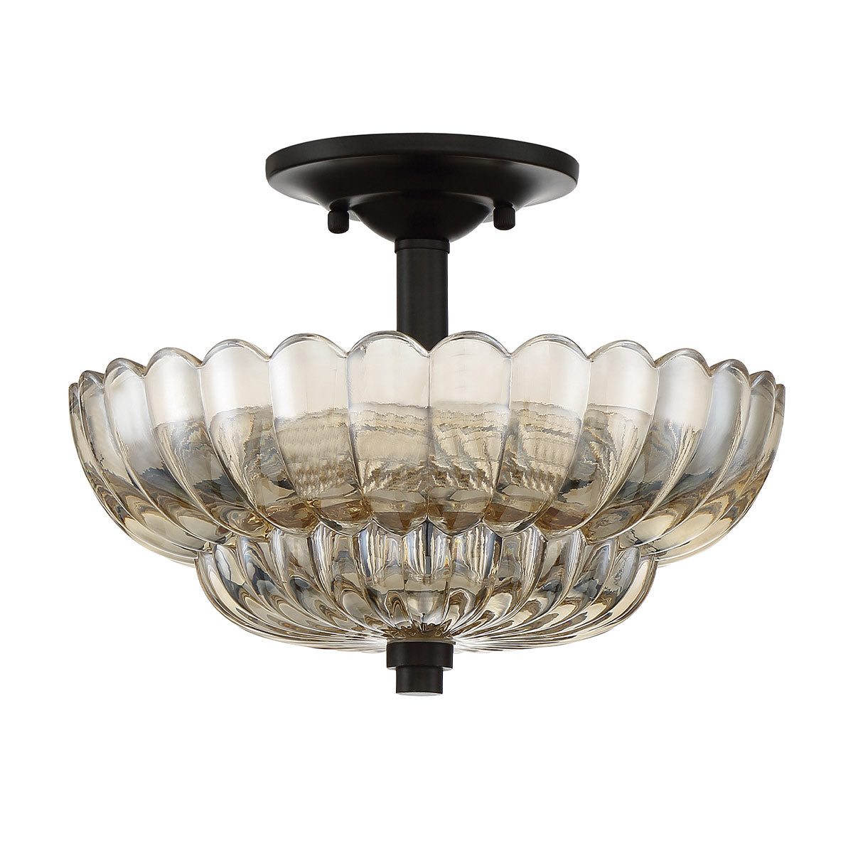 Quoizel Whitecap Semi Flush - Tinted Amber Glass with Mottled Cocoa Brown E14