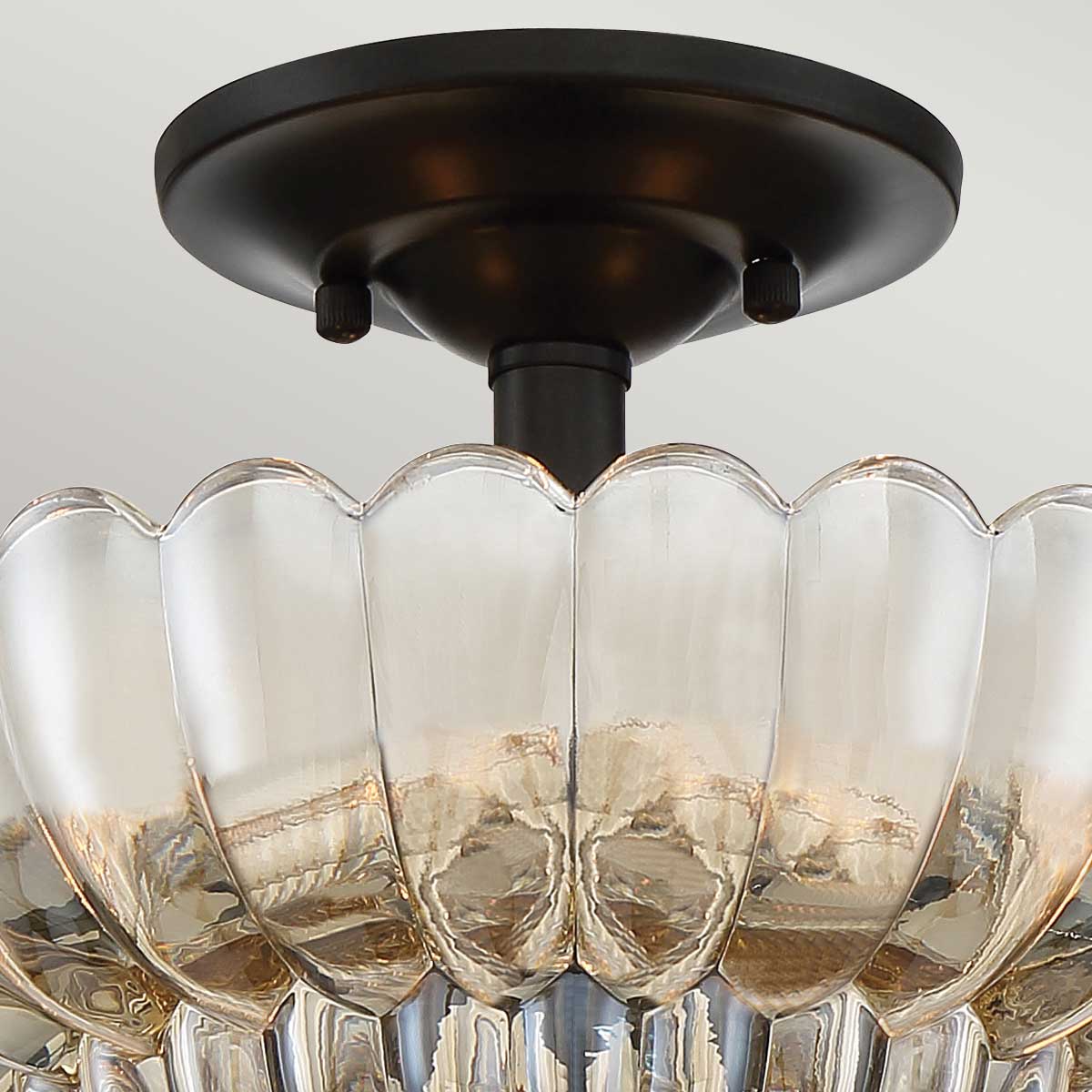 Quoizel Whitecap Semi Flush - Tinted Amber Glass with Mottled Cocoa Brown E14