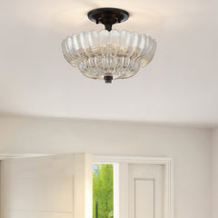Quoizel Whitecap Semi Flush - Tinted Amber Glass with Mottled Cocoa Brown E14