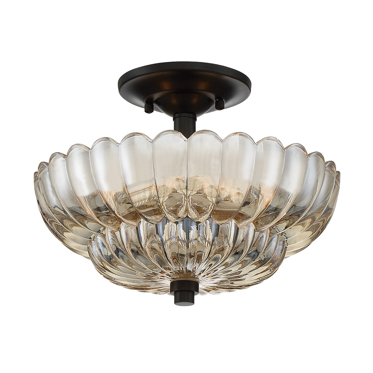 Quoizel Whitecap Semi Flush - Tinted Amber Glass with Mottled Cocoa Brown E14