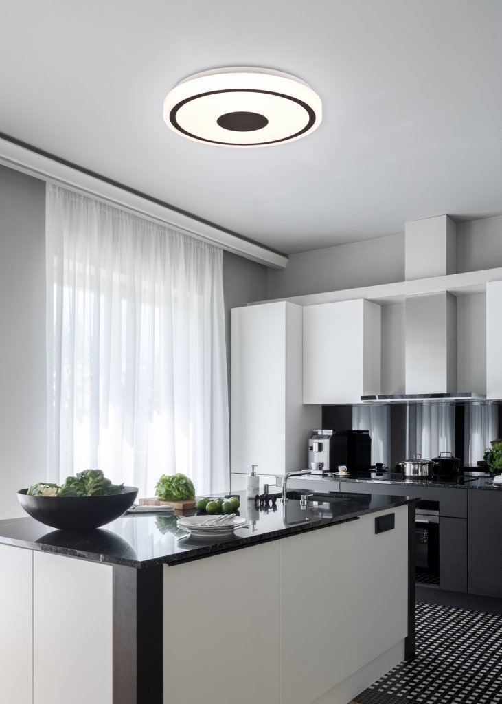 Bunda Flush Ceiling Light - Black / Chrome