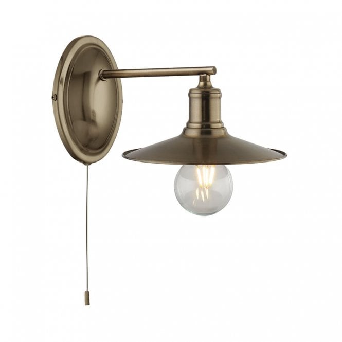 Wall Light with pull switch Antique Brass - Promotional Offer