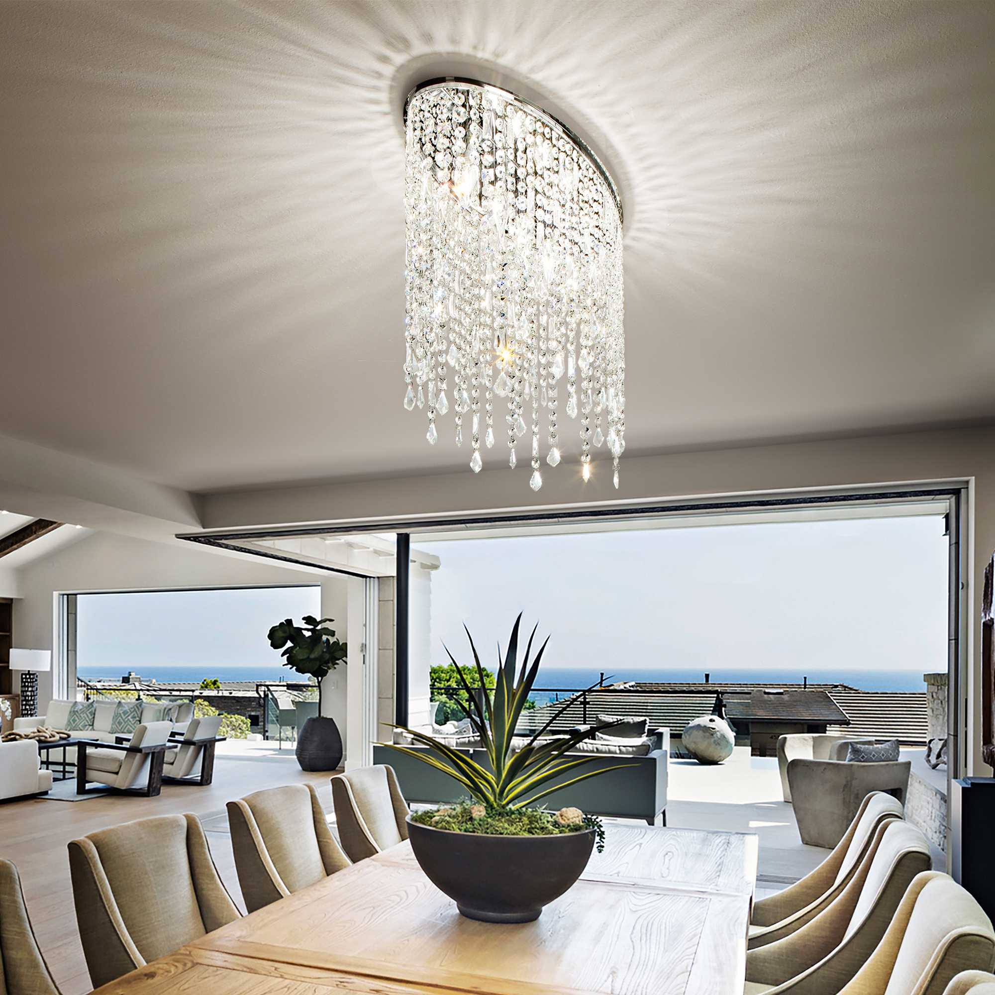 Rain Flush Light - Crystal Finish - Cusack Lighting