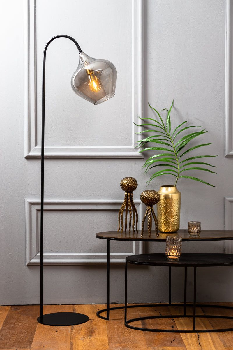 Rakel Floor Lamp - Matt Black & Smoked Finish
