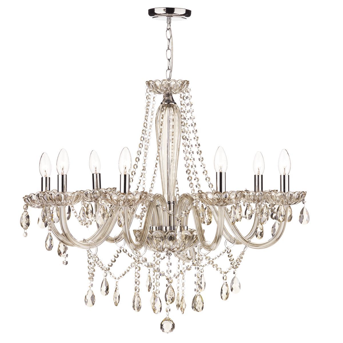 Dar Raphael 8 Light Chandelier Champagne Crystal - Cusack Lighting