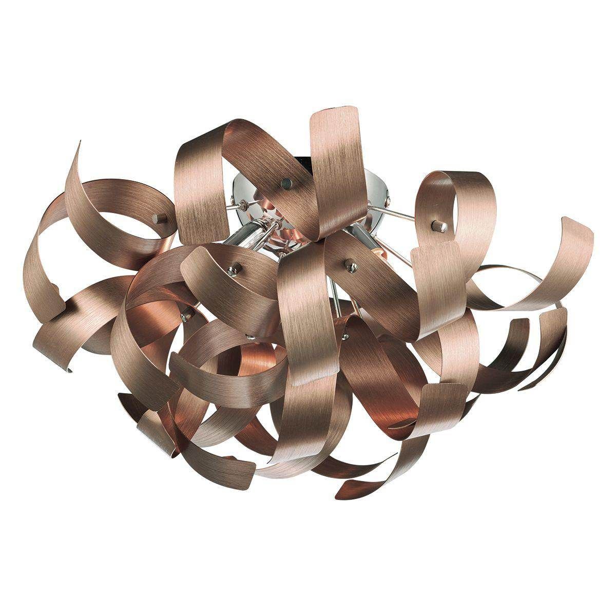 Dar Rawley 4 Light Ribbon Flush Brushed Copper - Cusack Lighting