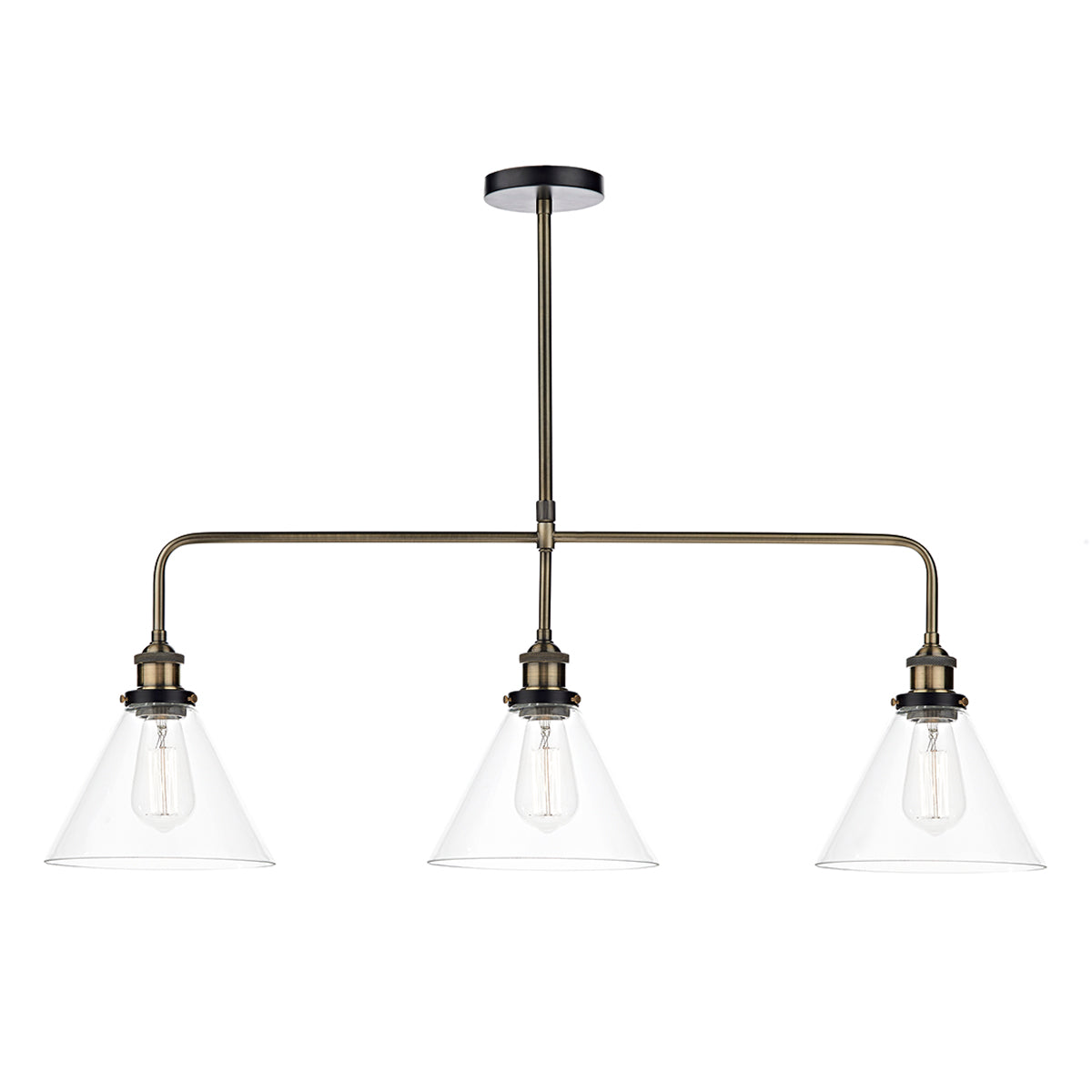 Ray 3 Light Kitchen Light Antique Brass/ Antique Nickel Clear Glass