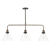 Ray 3 Light Kitchen Light Antique Brass/ Antique Nickel Clear Glass