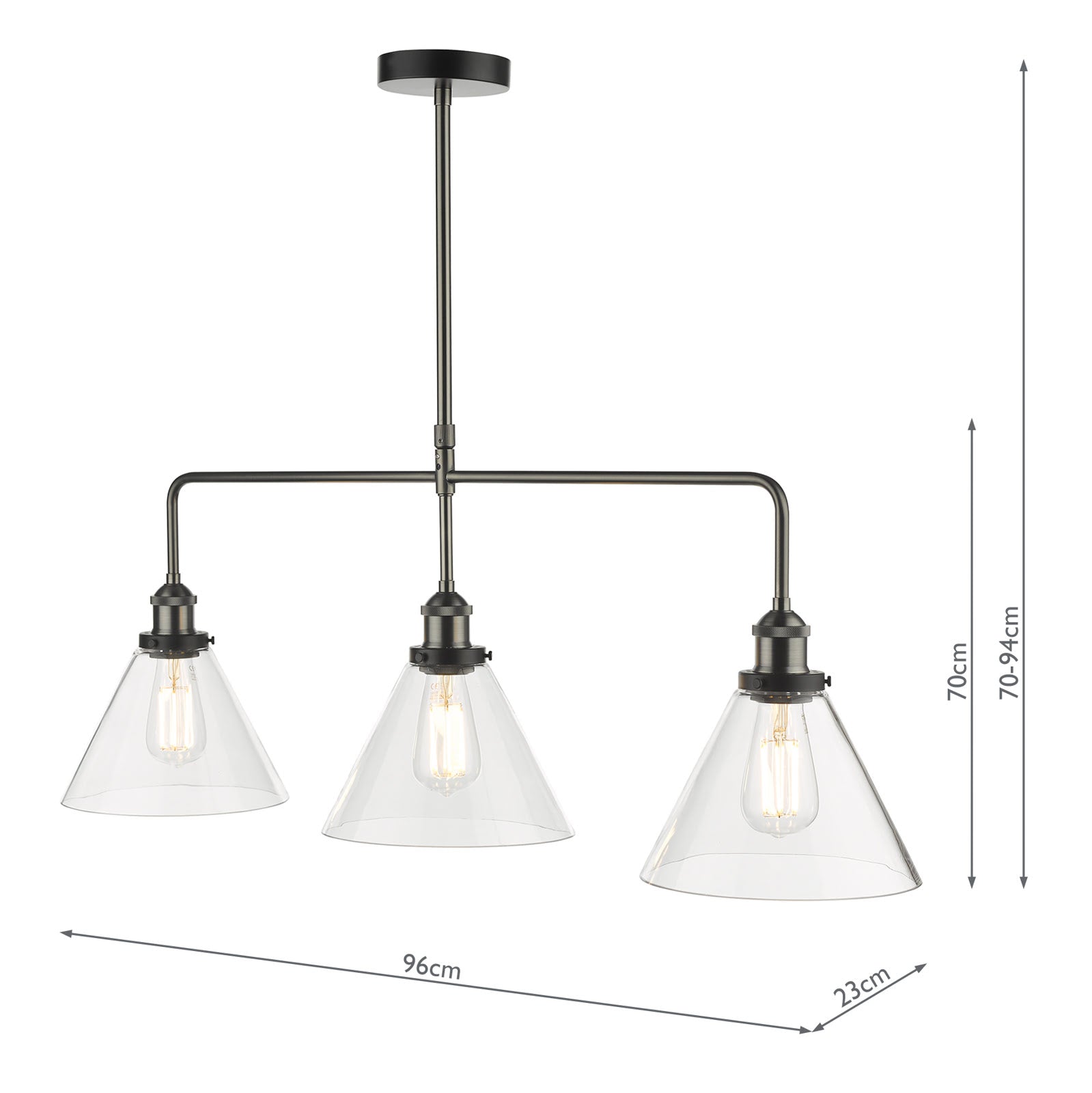Ray 3 Light Kitchen Light Antique Brass/ Antique Nickel Clear Glass
