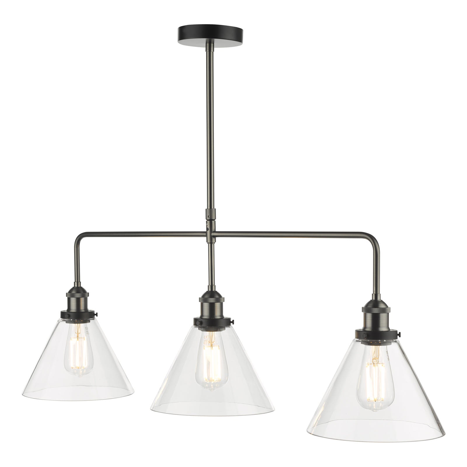 Ray 3 Light Kitchen Light Antique Brass/ Antique Nickel Clear Glass