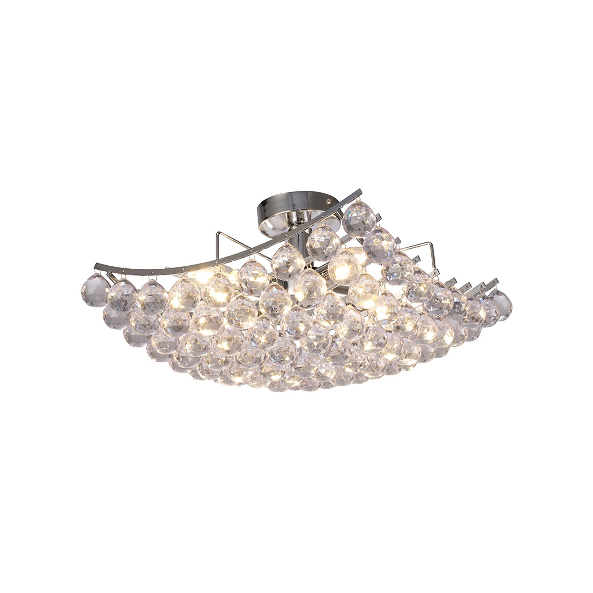 Rayne Flush Ceiling Lamp With Acrylic Spheres, 4 Light E14 Polished Chrome Finish