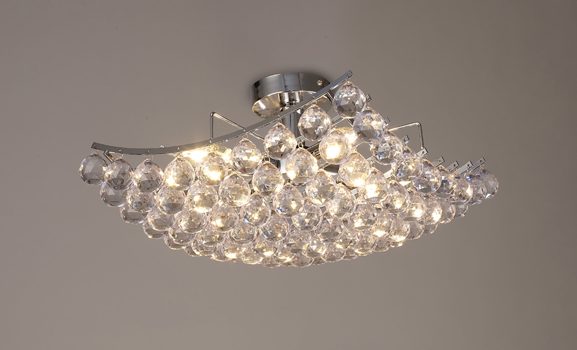 Rayne Flush Ceiling Lamp With Acrylic Spheres, 4 Light E14 Polished Chrome Finish