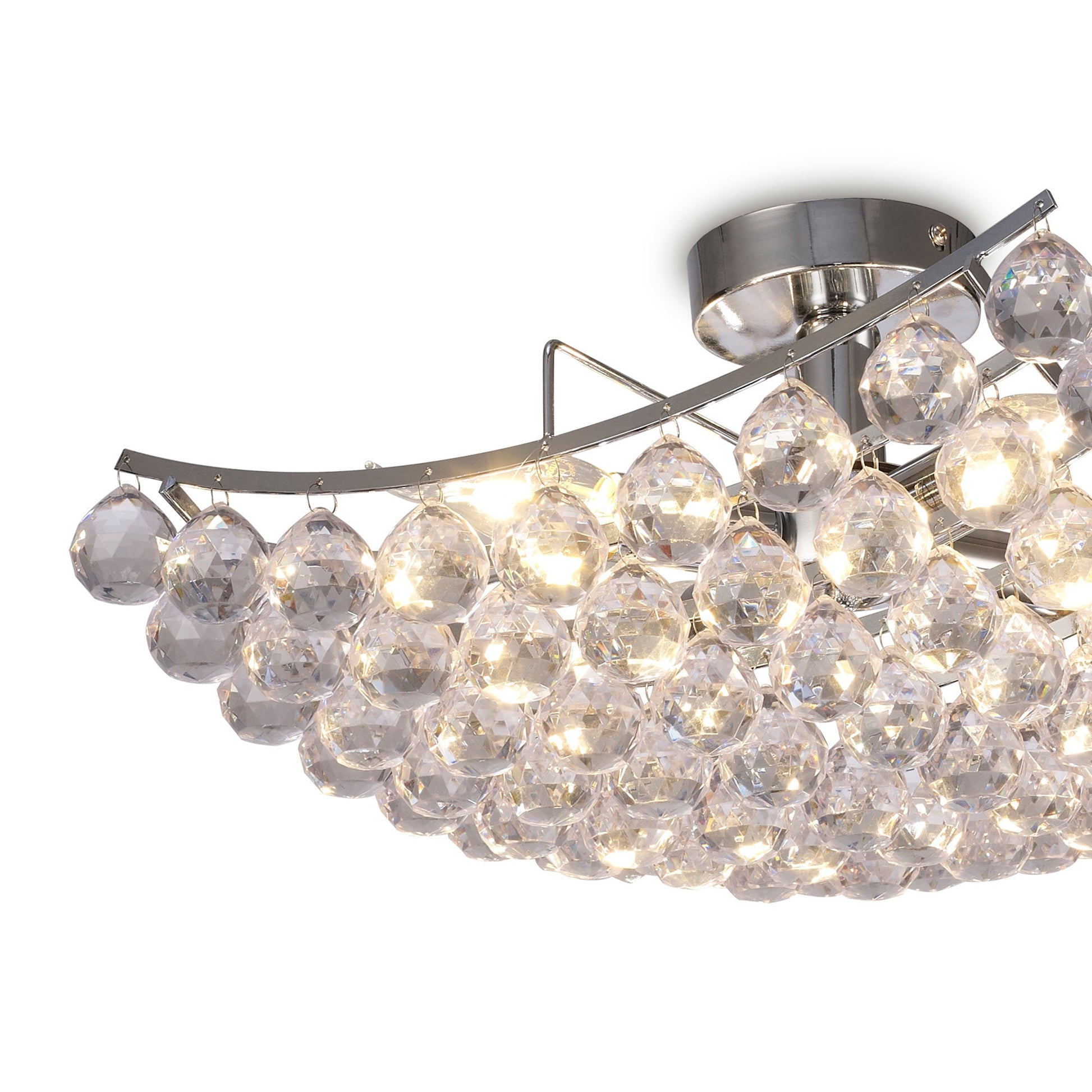 Rayne Flush Ceiling Lamp With Acrylic Spheres, 4 Light E14 Polished Chrome Finish