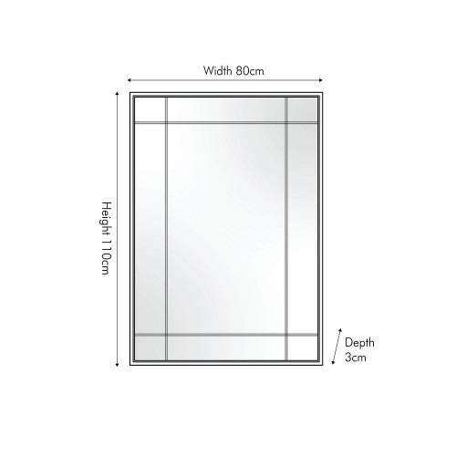 Rectangular Wall Mirror - Antique Bronze Metal Finish