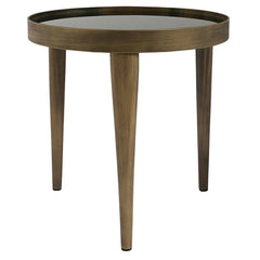 Reese Small Table -Antiqued Frame/Legs & Black Smoked Glass Finish