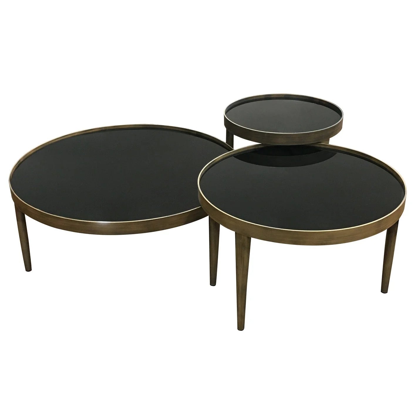 Reese Medium/Large Table -Antiqued Frame/Legs & Black Smoked Glass Finish
