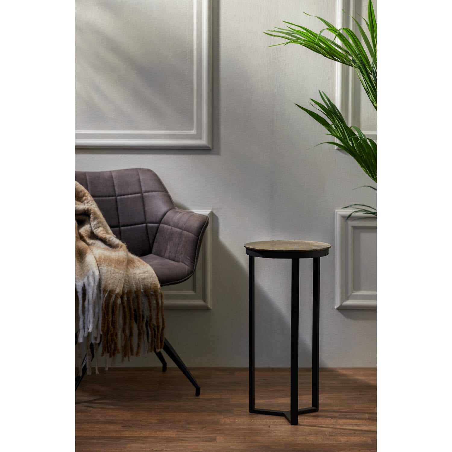 Retiro Small Pillar Side Tables - Antique Bronze Finish
