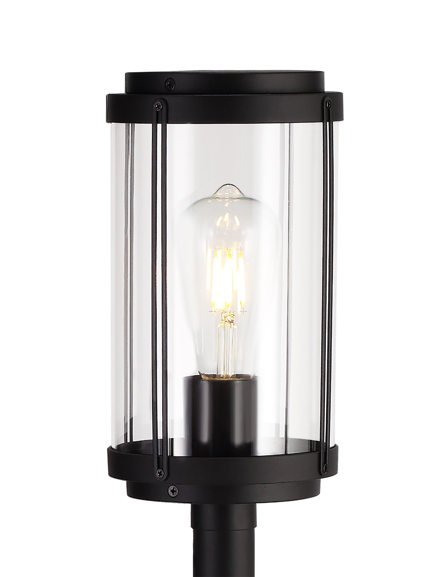 Reva Tall Post, 1 x E27, IP44, Black/Clear