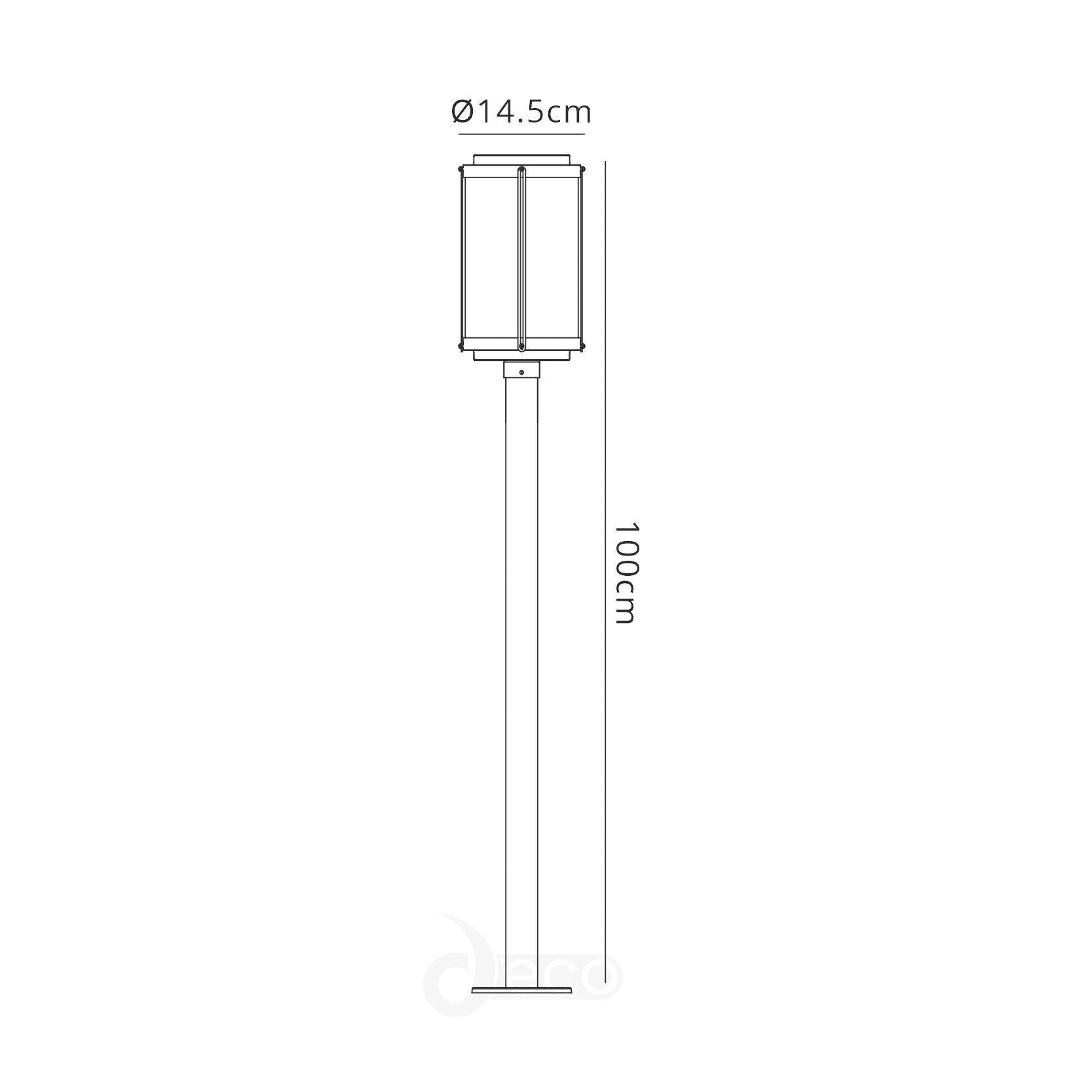 Reva Tall Post, 1 x E27, IP44, Black/Clear