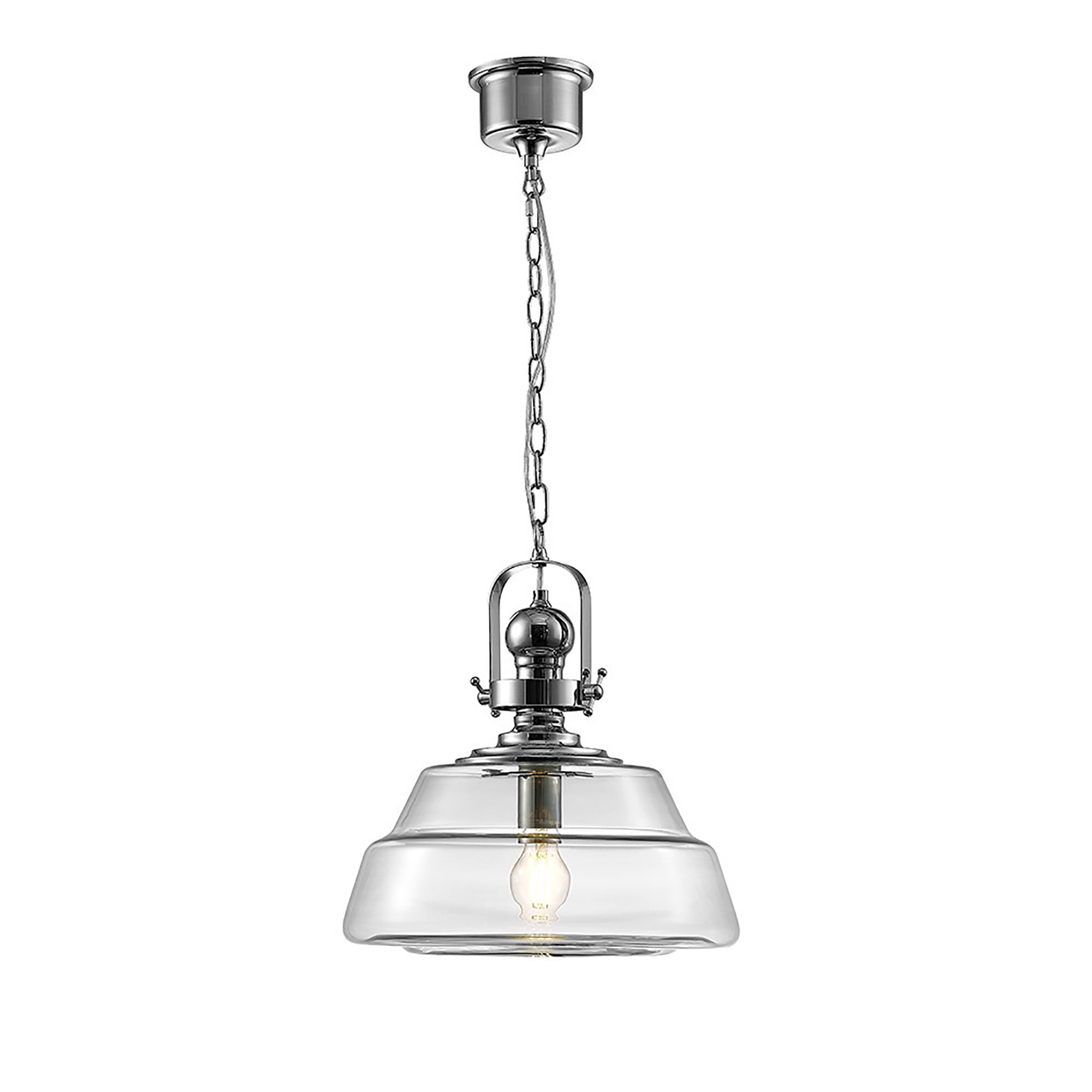 Reyna 1Lt Pendant - Polished Chrome/Clear Glass - Various Sizes
