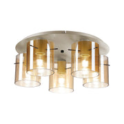 Hailey Ribbed Ceiling Flush, 5 Light Flush Fitting E27, Narrow Line Glass- Various Finishes
