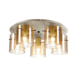 Hailey Ribbed Ceiling Flush, 5 Light Flush Fitting E27, Narrow Line Glass- Various Finishes
