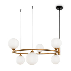 Ring 6lt Pendant Lamp - Black/White/Brass - Cusack Lighting