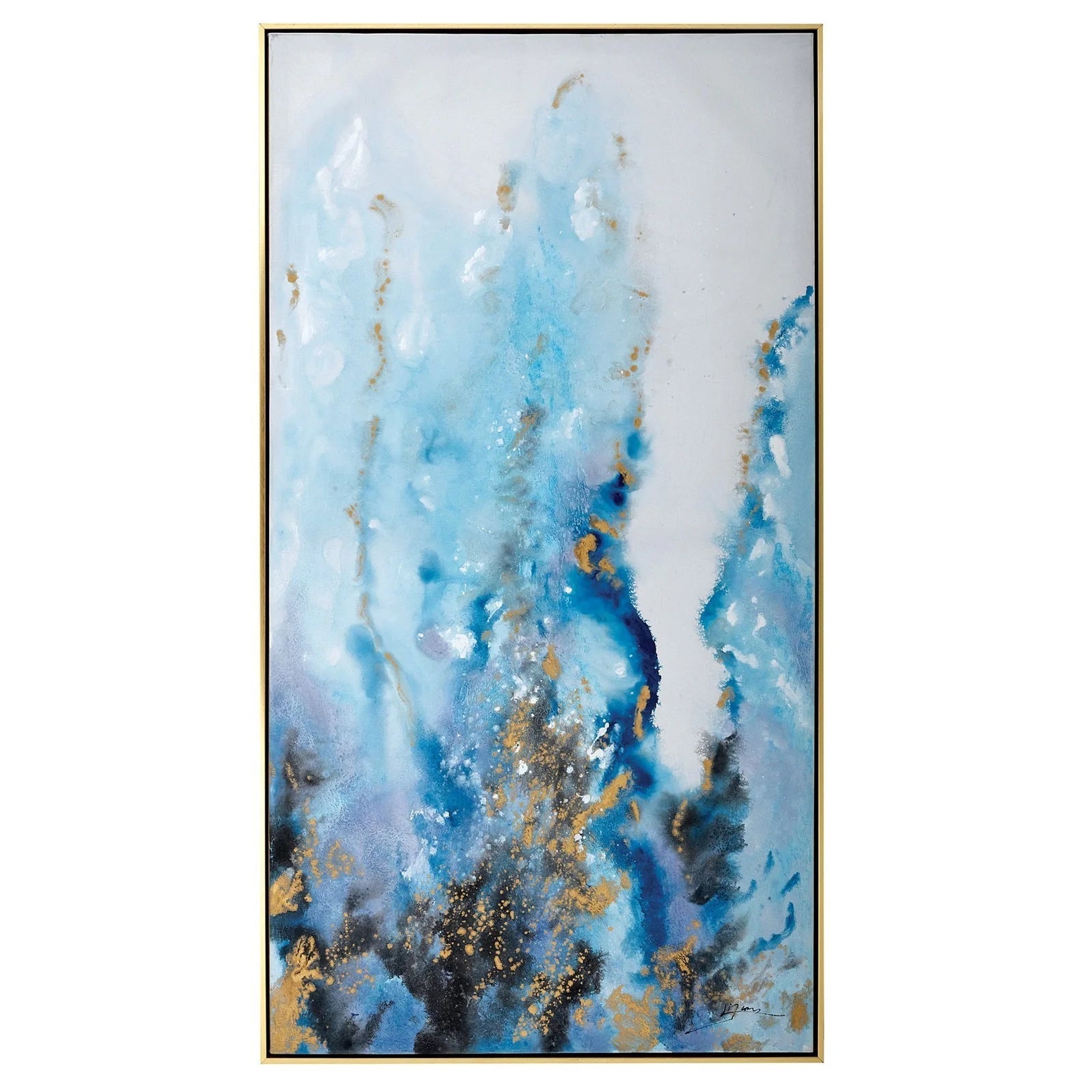 River Flow Wall Art - Gold Finish Frame