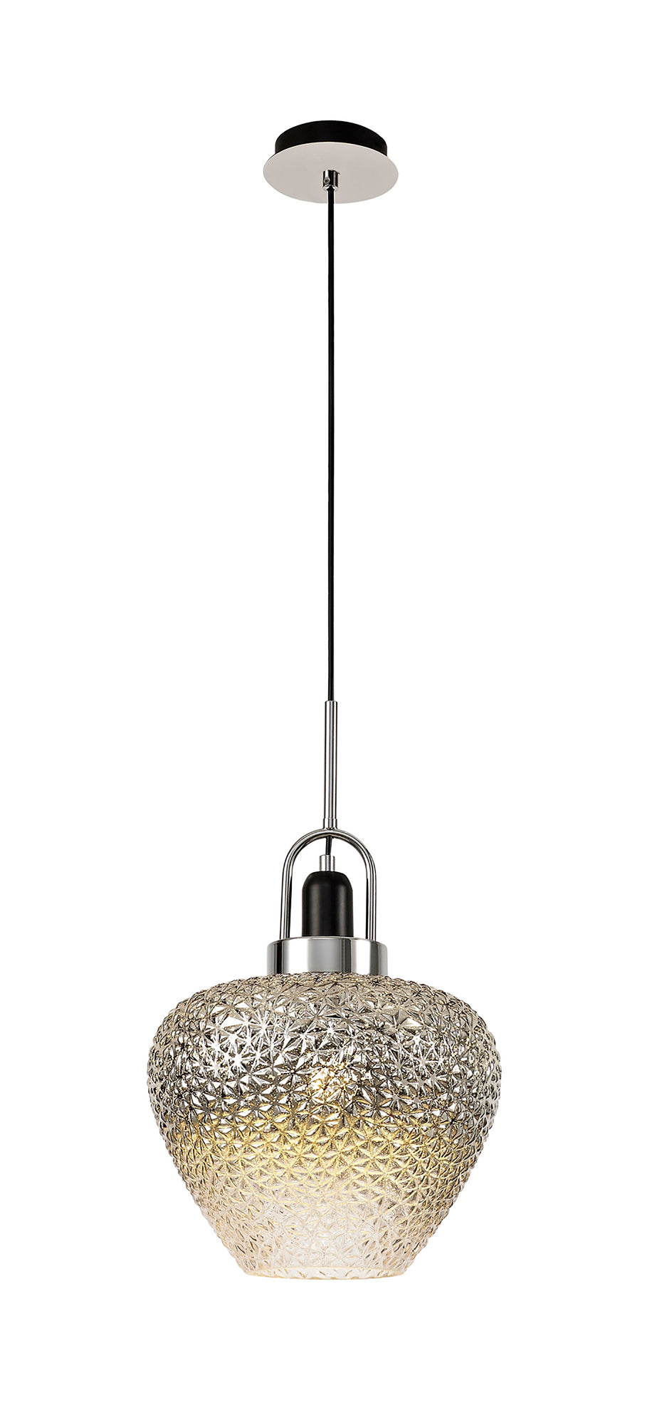 Robo Pendant, 1 x E27, Black Smoke Plated & Clear & Polished Chrome