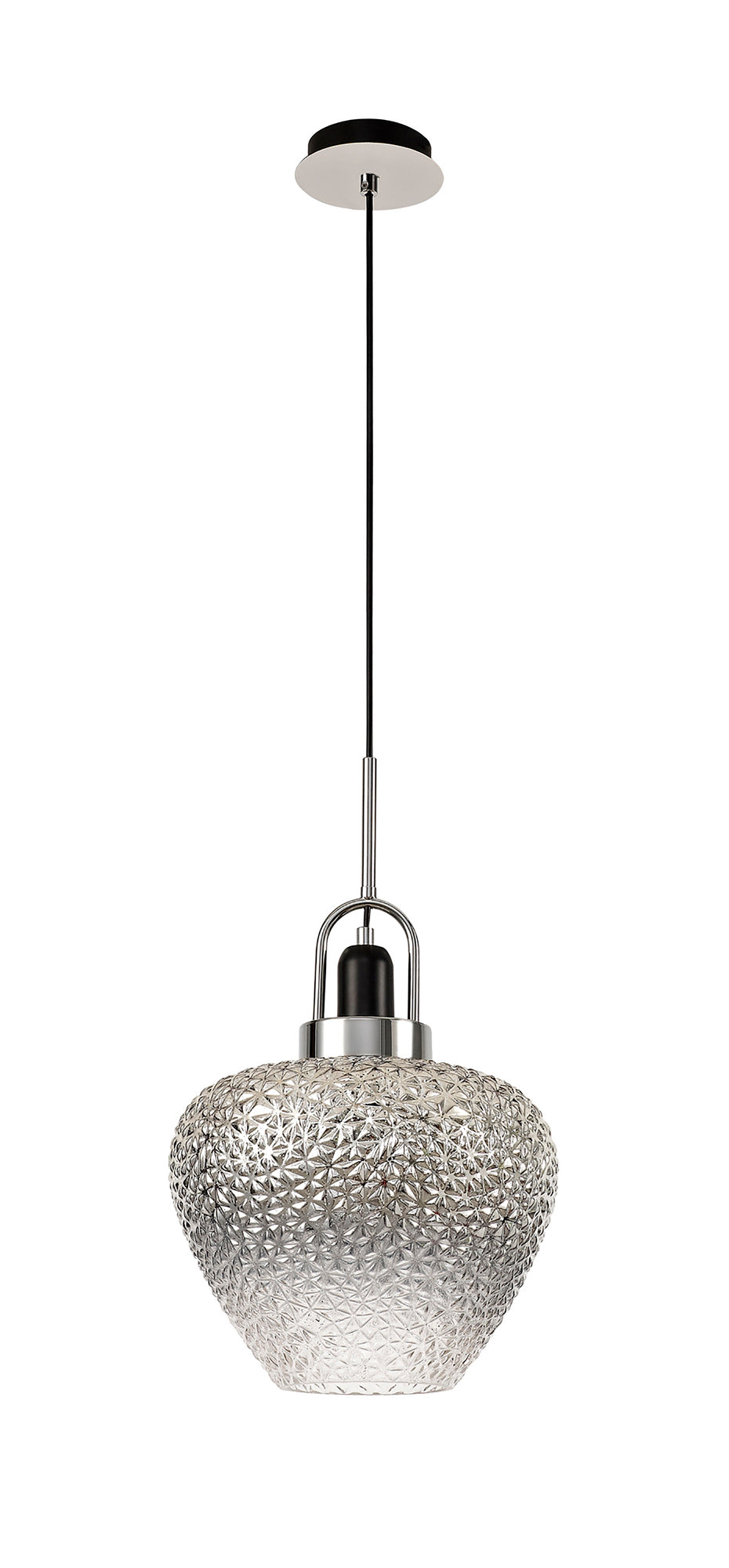 Robo Pendant, 1 x E27, Black Smoke Plated & Clear & Polished Chrome