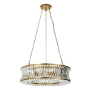 Roco 6 Light Warm Brass and Crystal Pendant