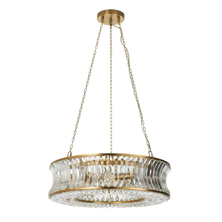 Roco 6 Light Warm Brass and Crystal Pendant