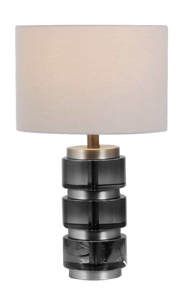 Rolex Smoked Crystal Table Lamp with shade - Satin Chrome Finish  IP20 - Cusack Lighting