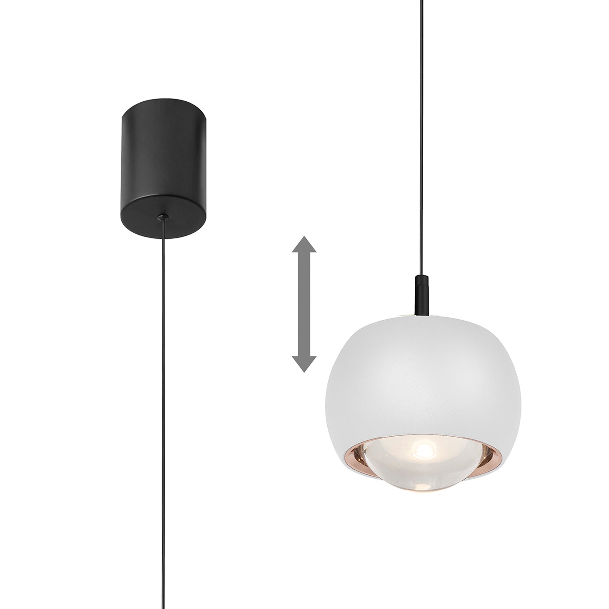 Roller 1Lt Rise & Fall Pendant - Various Colours & Styles